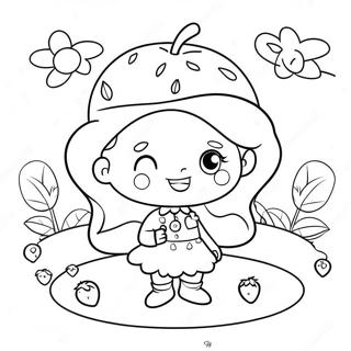 Cute Na Strawberry Shortcake Sa Hardin Na Pahina Ng Kulay 12552-2166