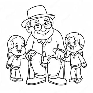 Nakakatawang Lolo Na Naglalaro Kasama Ang Mga Apo Na Pahina Ng Kulay 126263-60025