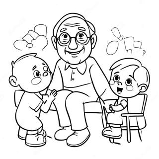 Nakakatawang Lolo Na Naglalaro Kasama Ang Mga Apo Na Pahina Ng Kulay 126263-60026