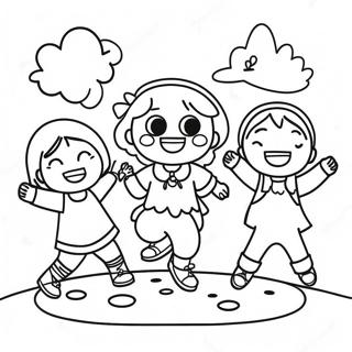 Masayang Mga Bata Na Naglalaro Pahina Ng Kulay 128945-62236