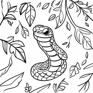 Tunay Na Ahas Sa Gubat Na Nakatago Sa Mga Dahon Na Pahina Ng Kulay 12942-2833