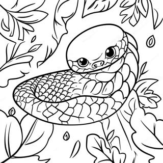 Tunay Na Ahas Sa Gubat Na Nakatago Sa Mga Dahon Na Pahina Ng Kulay 12942-2834