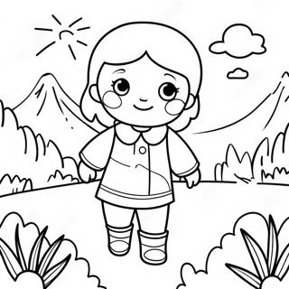 Mapangahas Na Pahina Ng Kulay Ng Nakababatang Kapatid Na Babae Na Nagsasaliksik Sa Kalikasan 131307 64076