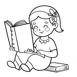 Pahina Ng Kulay Ng Nakababatang Kapatid Na Babae Na Nagbabasa Ng Kwento 131308-64078
