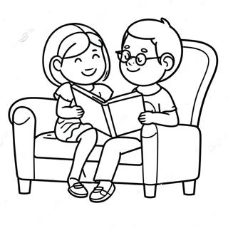 Pahina Ng Kulay Ng Nakababatang Kapatid Na Babae Na Nagbabasa Ng Kwento 131308-64079