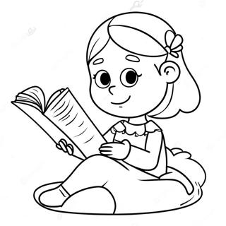 Pahina Ng Kulay Ng Nakababatang Kapatid Na Babae Na Nagbabasa Ng Kwento 131308-64080