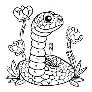 Palakaibigang Pahina Ng Kulay Ng Rattlesnake Kasama Ang Mga Bulaklak 131462 64197