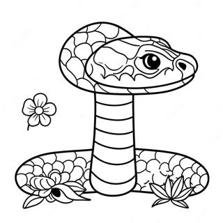 Palakaibigang Pahina Ng Kulay Ng Rattlesnake Kasama Ang Mga Bulaklak 131462 64198