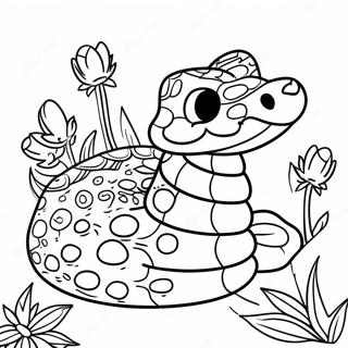 Palakaibigang Pahina Ng Kulay Ng Rattlesnake Kasama Ang Mga Bulaklak 131462 64199