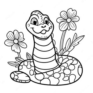 Palakaibigang Pahina Ng Kulay Ng Rattlesnake Kasama Ang Mga Bulaklak 131462 64200