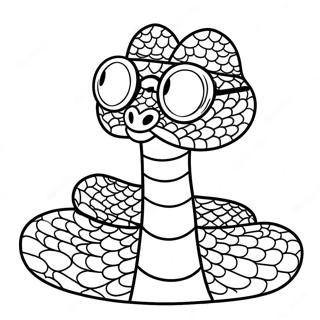 Pahina Ng Kulay Ng Cartoon Rattlesnake Na May Salamin 131463 64202