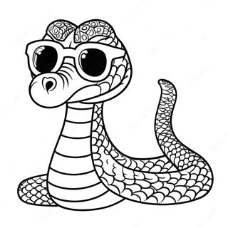 Pahina Ng Kulay Ng Cartoon Rattlesnake Na May Salamin 131463 64203