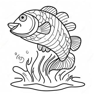 Pahina Ng Kulay Ng Makulay Na Bass Na Tumatalon Mula Sa Tubig Mga Pahina Ng Kulay