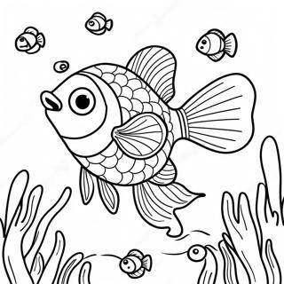 Pahina Ng Kulay Ng Masiglang Bass Na Lumalangoy Sa Ilalim Ng Tubig Mga Pahina Ng Kulay