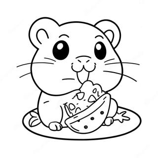 Masayang Hamtaro Na Kumakain Ng Meryenda Pahina Ng Kulay 133004-65399