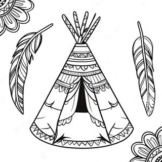 Dekoradong Teepee Na May Mga Bituin Na Pahina Ng Kulay 133700-65930