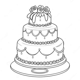 Eleganteng Wedding Cake Na Pahina Ng Kulay 13416-2943