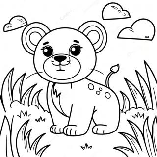 Pahina Ng Kulay Ng Cute Na Lion Cub Sa Damo 134649 66669