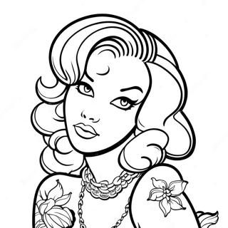 Vintage Tattoo Pin Up Pahina Ng Kulay 135802-67565