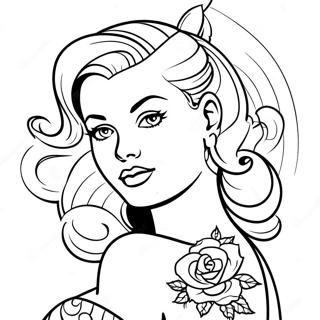 Vintage Tattoo Pin Up Pahina Ng Kulay 135802-67567