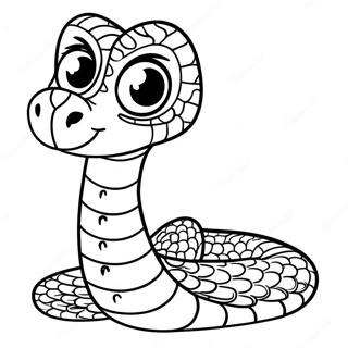Pahina Ng Kulay Ng Cartoon Python Na May Malalaking Mata 136185 67876