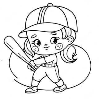 Cute Na Manlalaro Ng Softball Pahina Ng Kulay 137312-68893