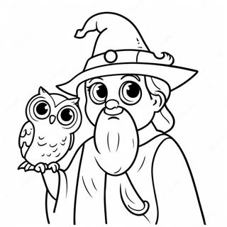 Pahina Ng Kulay Ng Cute Wizard Na May Alagang Owl 138262-69644