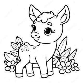 Masayahing Sanggol Na Usa Na May Mga Bulaklak Na Pahina Ng Kulay 138696-69977