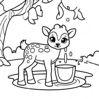 Kaakit Akit Na Sanggol Na Usa Na Uminom Ng Tubig Na Pahina Ng Kulay 138698 69986