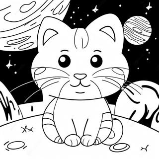 Nagtatanong Na Pusa Sa Kalawakan Na Nagsasaliksik Ng Mga Planeta Na Pahina Ng Kulay 138850 70105