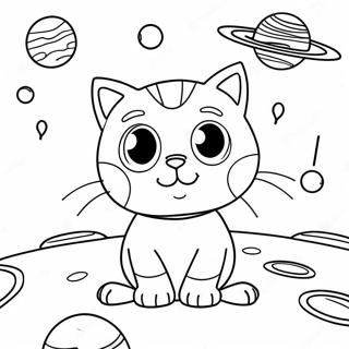 Nagtatanong Na Pusa Sa Kalawakan Na Nagsasaliksik Ng Mga Planeta Na Pahina Ng Kulay 138850 70106