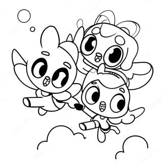 Powerpuff Girls Na Lumilipad Nang Magkasama Pahina Ng Kulay 15172-3305