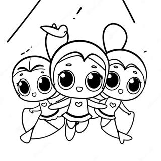 Powerpuff Girls Na Lumilipad Nang Magkasama Pahina Ng Kulay 15172-3307