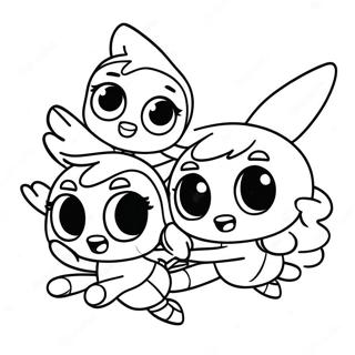 Powerpuff Girls Na Lumilipad Nang Magkasama Pahina Ng Kulay 15172-3308