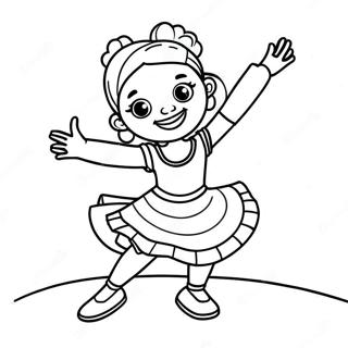 Masayang Itim Na Batang Babae Na Nagsasayaw Na Pahina Ng Kulay 15894-3483