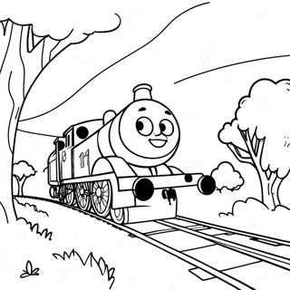 Thomas Ang Tank Engine Sa Makulay Na Tanawin Coloring Page 17174-3747