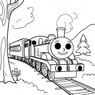 Thomas Ang Tank Engine Sa Makulay Na Tanawin Coloring Page 17174-3748