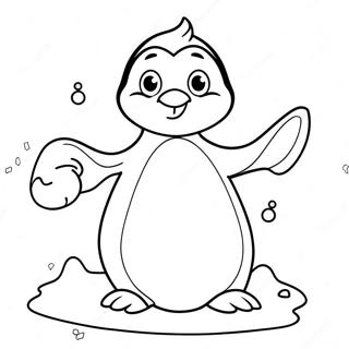 Masiglang Pahina Ng Kulay Ng Penguin Na May Snowball 19916 4353