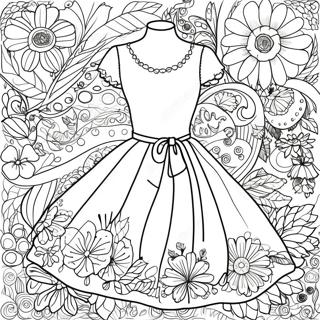 Pahina Ng Kulay Ng Vintage Floral Dress Mga Pahina Ng Kulay