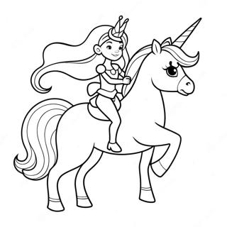 Matapang Na Prinsesa Na Nakasakay Sa Maharlikang Unicorn Na Pahina Ng Kulay 2085-210