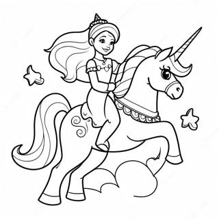 Matapang Na Prinsesa Na Nakasakay Sa Maharlikang Unicorn Na Pahina Ng Kulay 2085-211