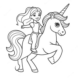 Matapang Na Prinsesa Na Nakasakay Sa Maharlikang Unicorn Na Pahina Ng Kulay 2085-212