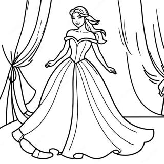 Eleganteng Prinsesa Sa Dumadaloy Na Gown Na Pahina Ng Kulay 2086-2770