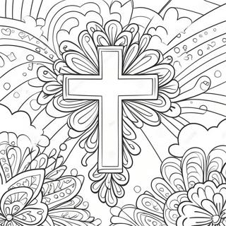 Simpleng Krus Na May Puso Na Pahina Ng Kulay 20917 4571