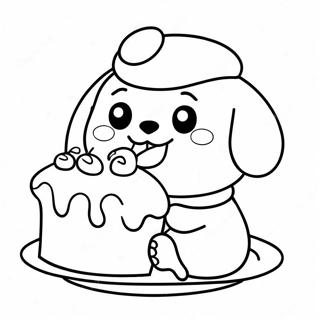 Pompompurin Na Kumakain Ng Masarap Na Cake Na Pahina Ng Kulay 21692-4729
