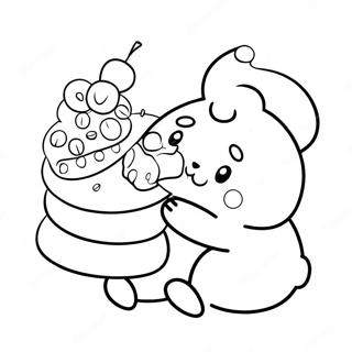 Pompompurin Na Kumakain Ng Masarap Na Cake Na Pahina Ng Kulay 21692-4730