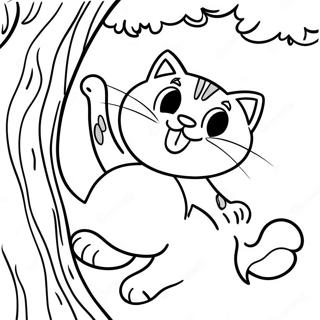 Mapangahas Na Pusa Na Umaakyat Sa Puno Na Pahina Ng Kulay 2175 286