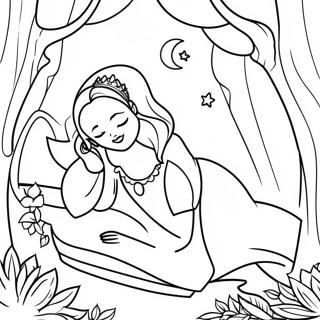 Sleeping Beauty Na May Enchanted Forest Na Background Na Pahina Ng Kulay 22231-4847