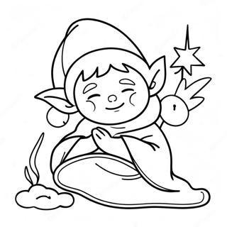 Natutulog Na Elf Sa Malambot Na Kumot Na Pahina Ng Kulay 25164-5489