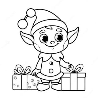 Masiglang Elf Na Nagdekorasyon Ng Mga Regalo Na Pahina Ng Kulay 25165-5495